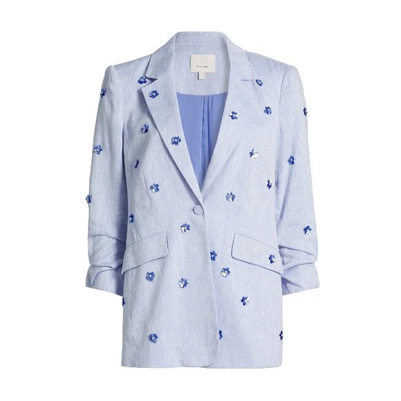 NEW Cinq a Sept Sizes 4, 6 Pearl Ditsy Kylie Linen-Cotton Single-Breasted Blazer - Picture 1 of 6